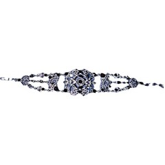 VCLM Black Metal Black Rhinestone Victorian Goth Choker Necklace/Bracelet Set