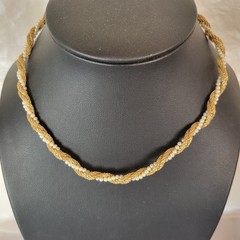Vintage Coro Gold Mesh And Pearl Twist Necklace Choker 12 In. 3 In. Extender