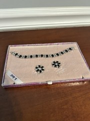 Vintage B David Jewelry Set Bracelet Earrings Black Jet Crystal Starburst Box
