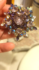 Large Austrian made domed crystal brooch, preowned excellent condition and rare.