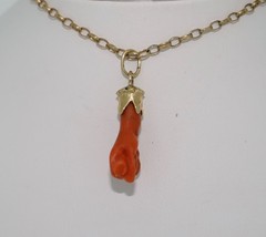 Victorian 14K Coral Figa Talisman Pendant