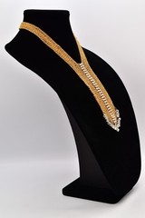 Felicia Vintage Gold Mesh Bib Necklace AB Rhinestone Crystal Fringe 1990s BinBN