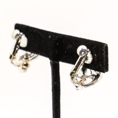 Coro Vintage White Enamel Earrings Silver Tone Clip On Hinge Screw Back Signed