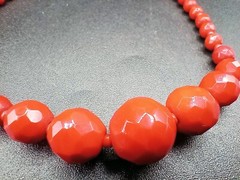 Red Lucite Necklace Faceted Beads Vintage West Germany Adjust 15.5 In Jewelry