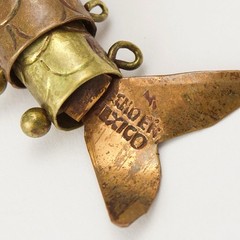Vintage Articulated Fish Pendant Mixed Metal Copper and Brass Charm from Mexico