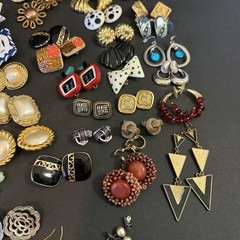 Vintage Costume Jewelry Earrings 80s 90s Y2K Pierced Clip Chunky Retro Lot 56x