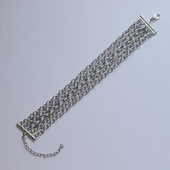 Vintage 5 Strand Cable Chain Bracelet Silver Tone 7.5in With 2in Extender