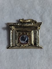 Lazy Cat On Fireplace Brooch AJC American Jewelry Chain Co. SmPTD