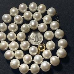Necklace Cultured Pearl 14k 9mm Ball Clasp Big Pearls 10mm To 11mm Big Pearls