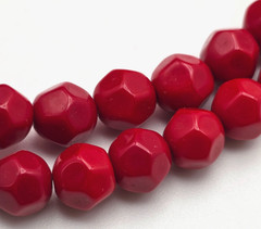 Vintage Double Strand Red Faceted Bead Necklace Box Clasp 18 In Classic