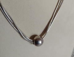 Vintage Triple Strand Sterling Silver Necklace Single Bead 16″ ITALY 925 Cl