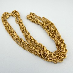 Vintage Multi Strand Gold Tone Necklace Goldette Layered Chains 20″