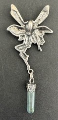 Vintage Sterling Silver Fairy Pixie Pendant Mythical Winged Woman Crystal