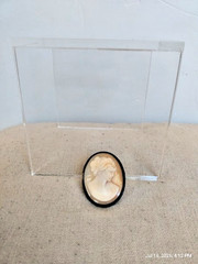 Vintage Silver Hand Carved Lady Cameo Brooch/Pendant Marked 800