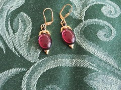 Vintage 1928 Cabochon Faux Amethyst Drop Earrings
