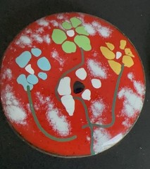 Lot 5 Enamel on Copper Brooch Pins & Earrings Set MCM Artisan Colorful Vintage!