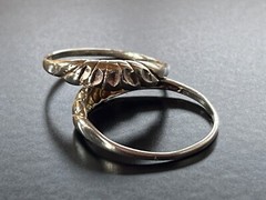 VTG Lot of 2 Handcrafted 925 Silver Stackable Rings Approx Size 7 Detailed 2.27G