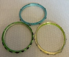 Vintage Clear Acrylic Resin Rhinestone Jewel Bangles Lot 3 Lime Green Turquoise