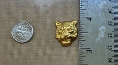 2 Vintage Raw Brass Tiger Head Stamping High Relief 21mm Flat Back NOS