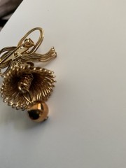 Vintage Goldtone Bow & Bell Rhinestone Brooch Pin