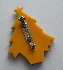 VINTAGE CHRISTMAS TREE PIN BROOCH LEE SANDS ABALONE HANDMADE MOP HTF RARE 80s 56