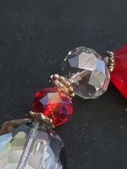 Vintage Chunky Faux Rhinestone Beaded Bracelet Red And Gold Tone Stretchable