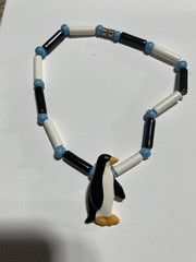 Stunning Flying Colors Hand Painted Ceramic Penguin Pendant necklace vintage