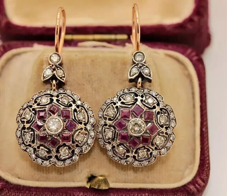 Art Deco Vintage Dangle Earrings 14K Yellow Gold Over 2.3 Ct Lab Created Diamond