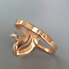 Vintage Original Number Ring Natural Diamonds Solid White/Rose Gold (585) 14K