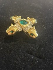 VTG Jackie Collins Maltese Cross Panther Brooch Signed