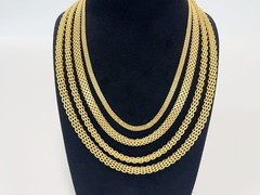 18K Yellow Gold Solid Bismark Chain Necklace 4.7mm 6mm 8mm Women Men 18″-24″