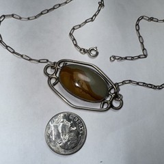 Choker Picture Jasper Sterling Silver 15.5” Antique 24mm X 14mm Stone