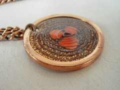 Vintage Signed Matisse Renoir Red Enamel Copper Pendant Necklace – “Gracelet”