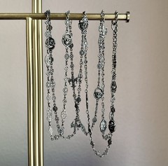 Impressive Antique Peruzzi 800 Silver 60” Muff Chain Grotesques & Fleur de Lis
