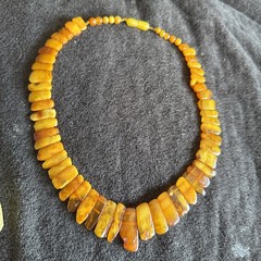 Old Amber Necklace 19” Vintage See Photos 1 Piece Is Broken