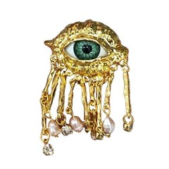 Women Evil Eye Brooch Vintage Pearl Tassel Pin Zinc Alloy Fashion Jewelry