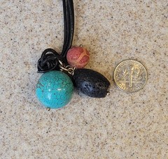 Sponge Coral Black Lava Rock Turquoise Blue Howlite 32in Cord Necklace Vintage