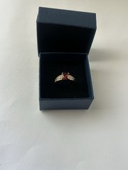 Vintage Red Cubic Zirconia Ring Gold Plated Womens Size 8.5