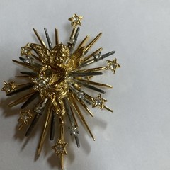 VTG RJ GRAZIANO Brooch Angel Cherub Brooch Stars Mix Metal Starburst Pin