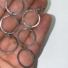 Pierced Hanging Earrings Sterling Hoops Vintage 3” Three Hanging Circles