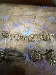 Vintage 900 Silver Bracelet And 800 Brooches