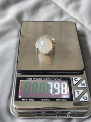VINTAGE Sterling Silver 935 RING Cocktail- Oval Cabochon (Chacedony?) SZ 6.5
