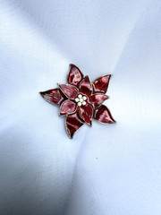 Eisenberg Vintage Ice Signed Holiday Poinsettia Brooch And earrings