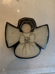 Vtg 1980’s Angel Christmas Pin Retro Collectible Costume Jewerly Brooch 2”x2”