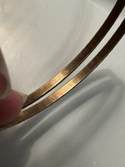 Vintage Copper Tone Bangle Bracelets Set of 2 Geometric Hexagon Etched 8.25 in.