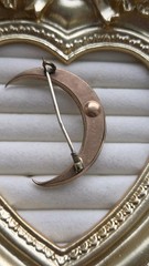 Antique Victorian GF Crescent Moon Paste Stone Brooch Pin Estate