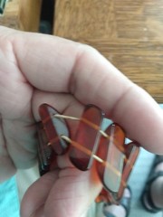 Vintage BAKELITE Stretch BAR BRACELET Apple Juice 7 Inches