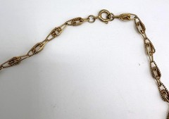 Vintage twisted rope knot link gold tone chain short necklace choker 14 1/2 inch
