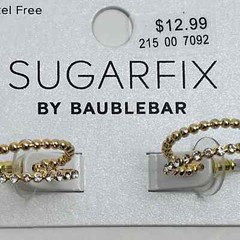 Set Of SugarFix By BaubleBar Rhinestone Hoop Earrings & Chain Link Ring Size 8