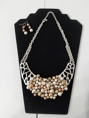 Chic Vintage Necklace N Earrings With Gold, Silver N Rose Gold Baubbles…